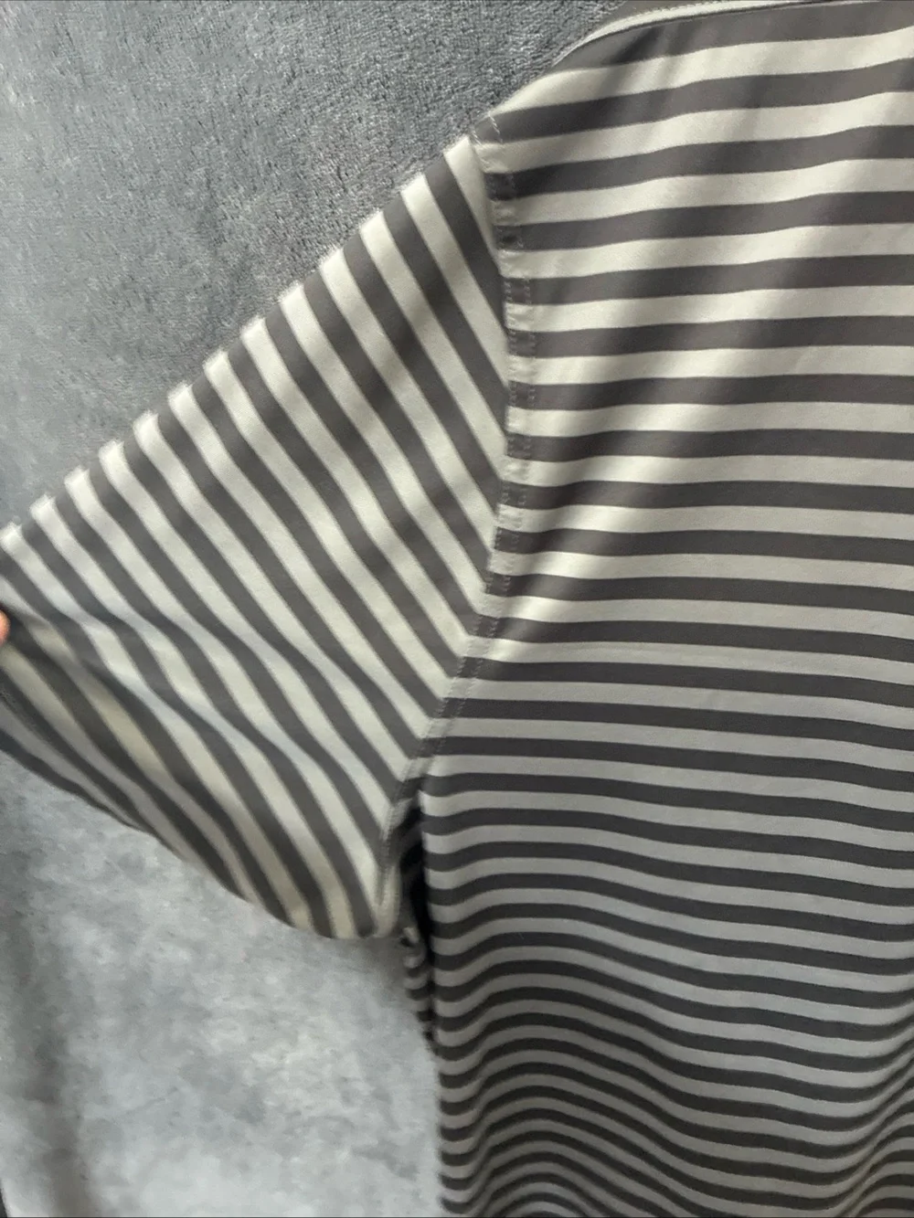 Nike Men’s Gray and Charcoal Striped Dri-Fit Polo
